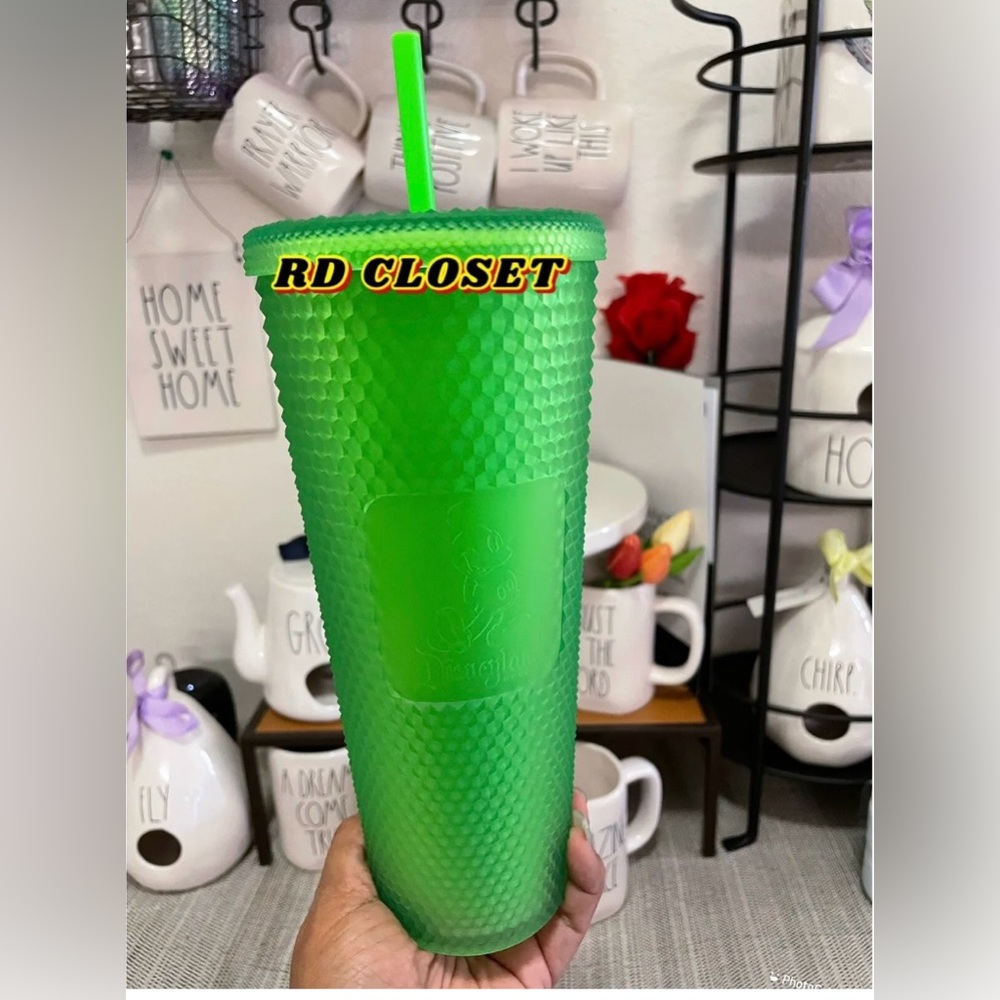 Disneyland Starbucks Exclusive Neon Green Studded Tumbler. Mickey Mouse